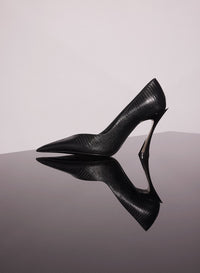 BLACK LEATHER GRAINY FANG 95 PUMP