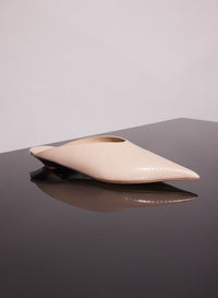 CEMENT PINK LEATHER FANG FLAT MULES