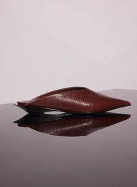 CEMENT PINK LEATHER FANG FLAT MULES
