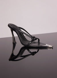 NUDE LEATHER KNOTTED FANG 95 SANDALS