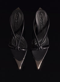 NUDE LEATHER KNOTTED FANG 95 SANDALS