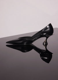 BLACK LEATHER FANG 55 PUMP