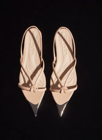 BLACK LEATHER KNOTTED FLAT SANDALS