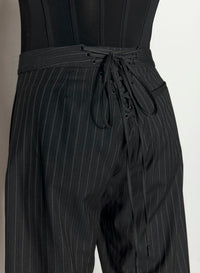 PINSTRIPE LACED UP TAILORING TROUSERS