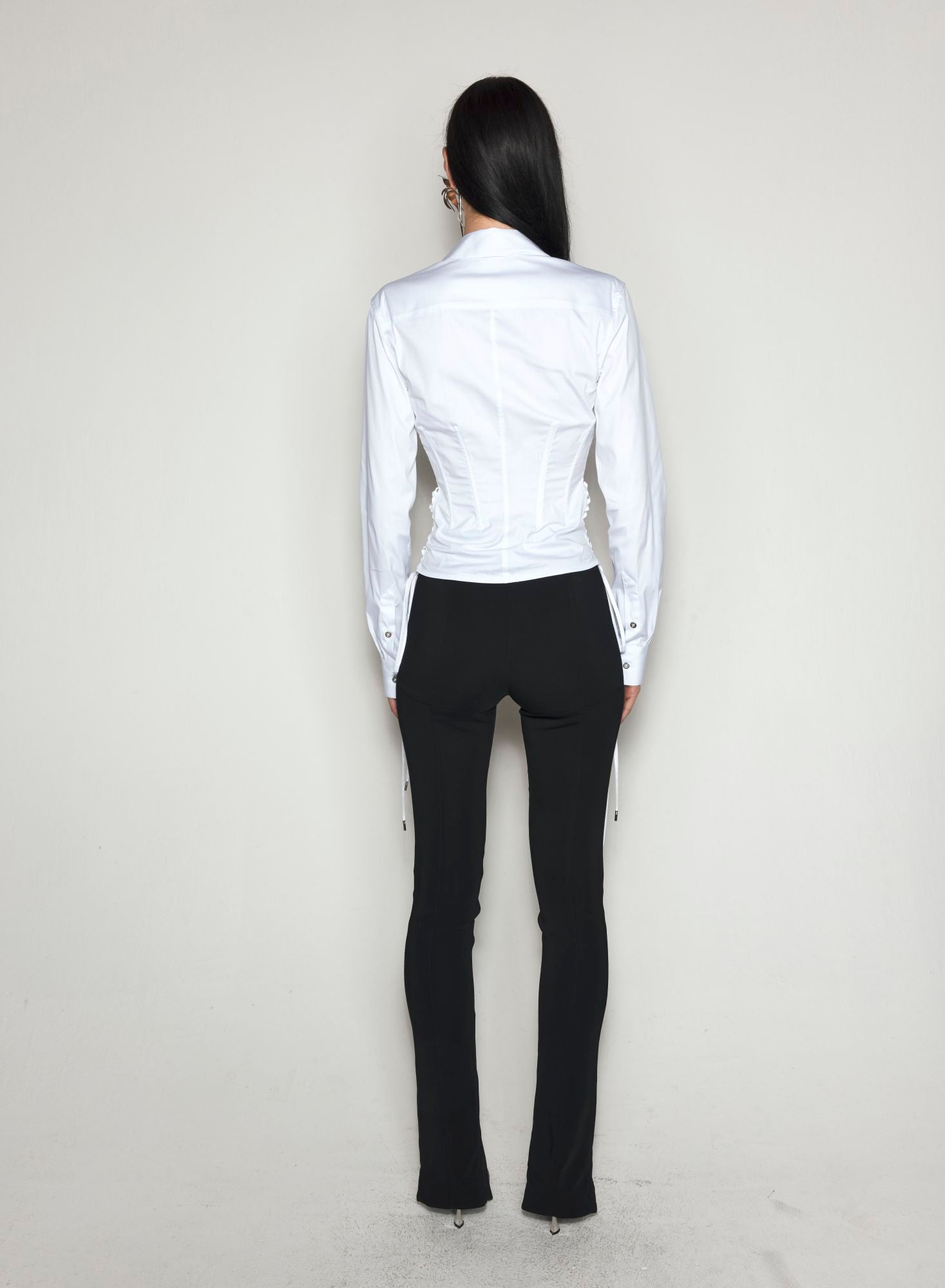 WHITE LACED CORSET POPLIN SHIRT