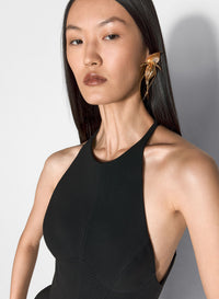 BLACK TAILORED HALTER TOP
