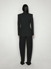 BLACK PIERCED TAILORED JACKET