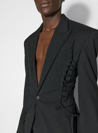 BLACK LACED UP TAILORED JACKET