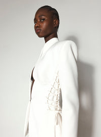 WHITE LACED-UP JACKET