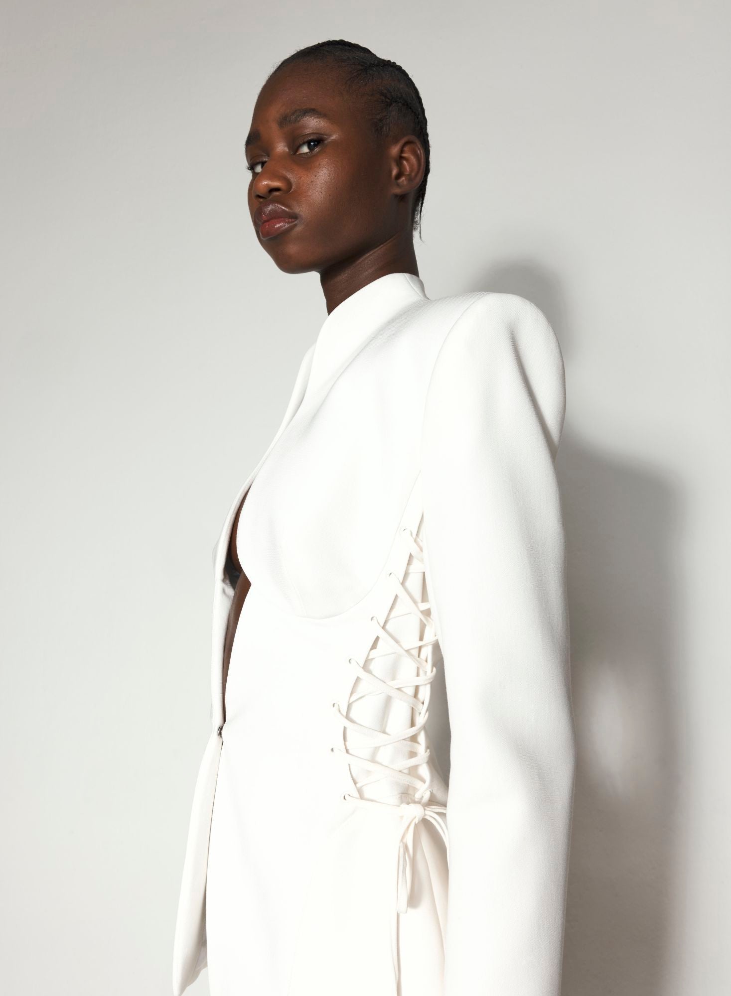 WHITE LACED-UP JACKET