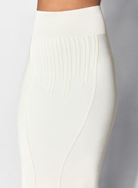 OFF WHITE BONING DETAIL MIDI KNIT SKIRT