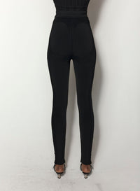 BLACK BONING DETAIL KNIT LEGGINGS
