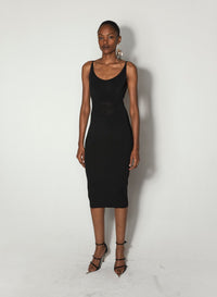 BLACK SCULTPING KNIT DRESS