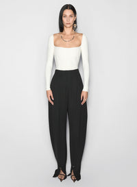 OFF WHITE BONING DETAIL KNIT TOP