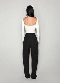 OFF WHITE BONING DETAIL KNIT TOP