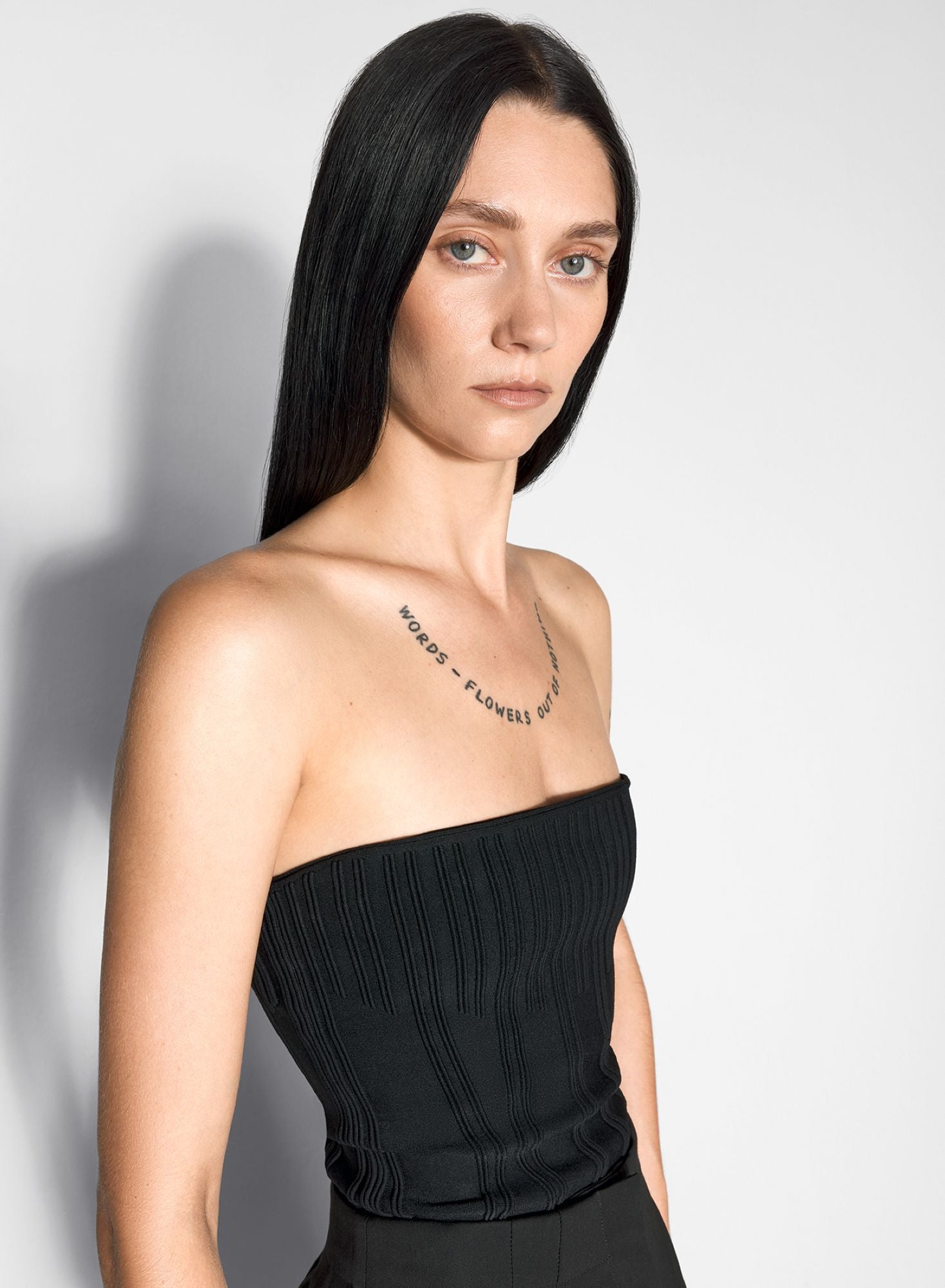 OFF WHITE BONING DETAIL KNIT BUSTIER