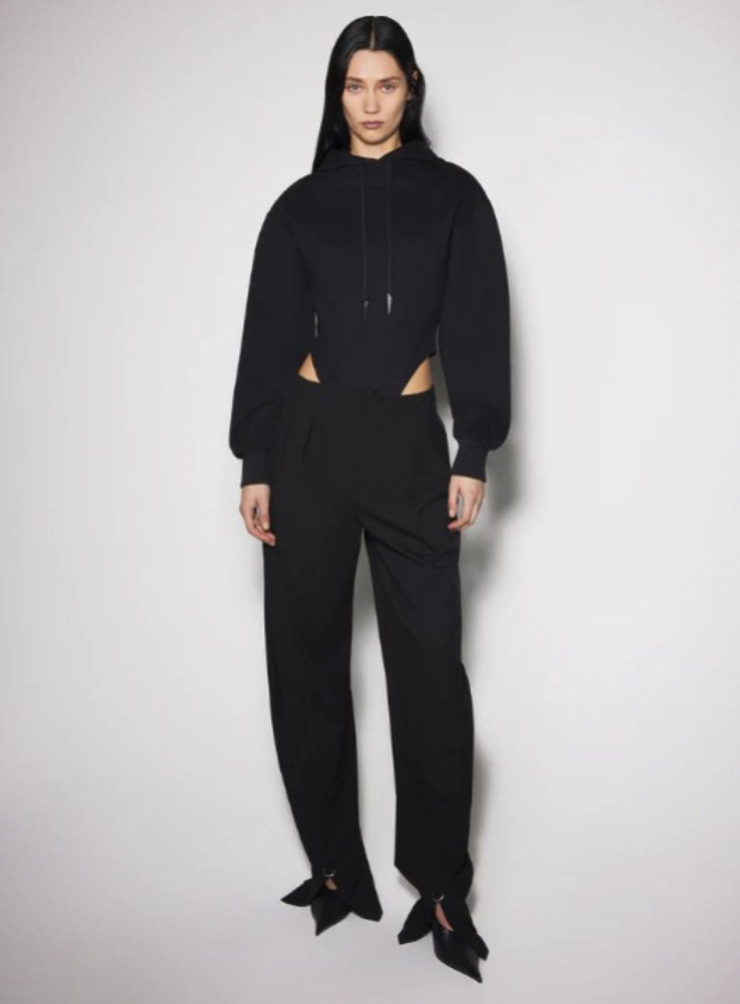 BLACK FLEECE HOODIE BODYSUIT