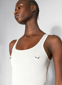 WHITE TANK PIERCED BODYSUIT