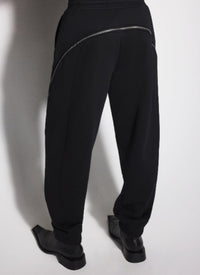 BLACK LIGHT FLEECE ZIPPED TRACK PANTS