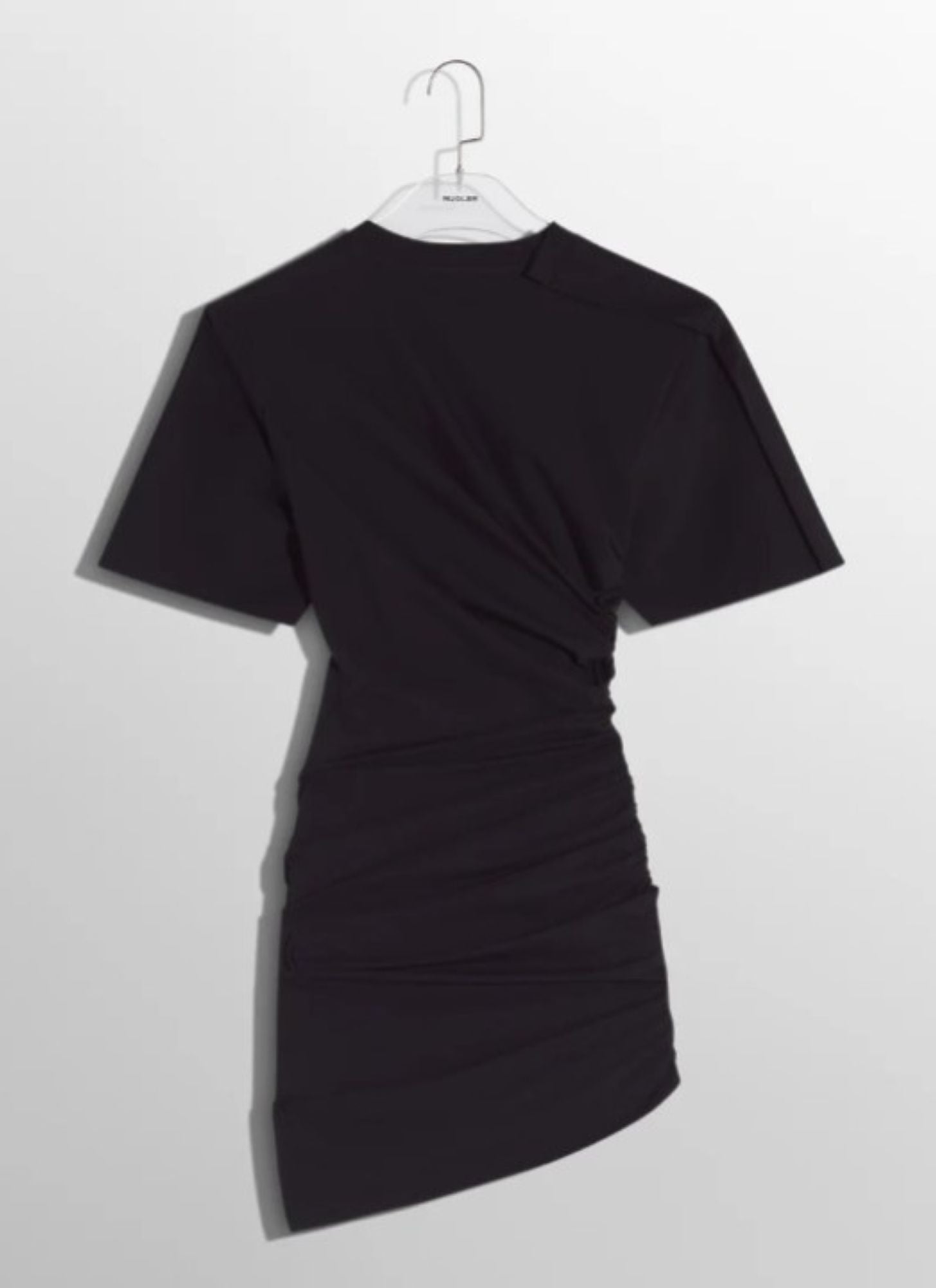 OFF-WHITE DRAPED PIERCED DAY DRESS