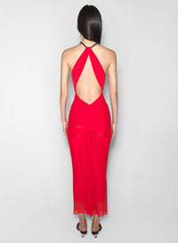 BLACK RUCHED HALTER DRESS
