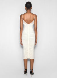 WHITE RUCHED DRESS