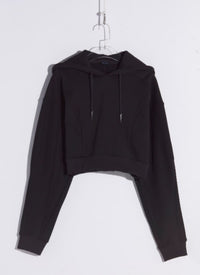 BLACK SPIRAL CROPPED HOODIE