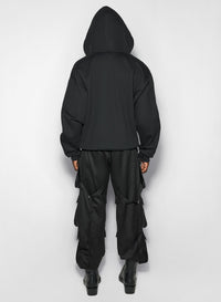 BLACK ZIPPED SLEEVES HOODIE