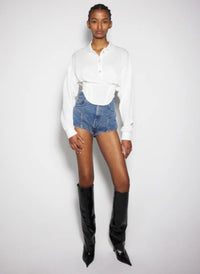 WHITE CORSETED POLO