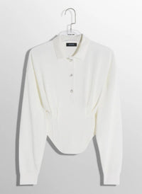 WHITE CORSETED POLO