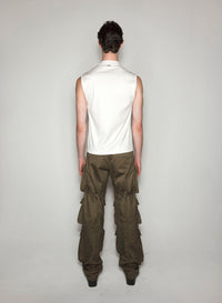 WHITE PIERCED SLEEVELESS TOP