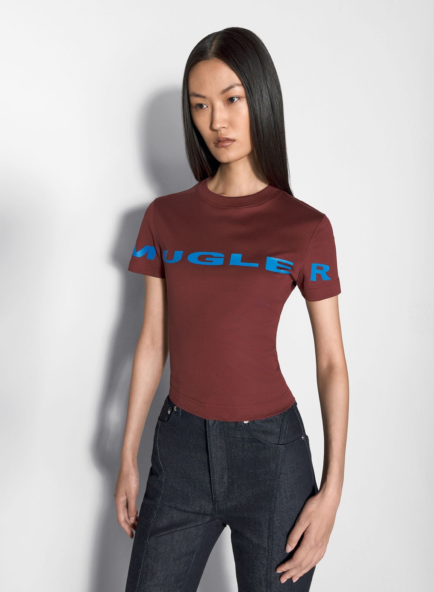 KHAKI MUGLER LOGO T-SHIRT