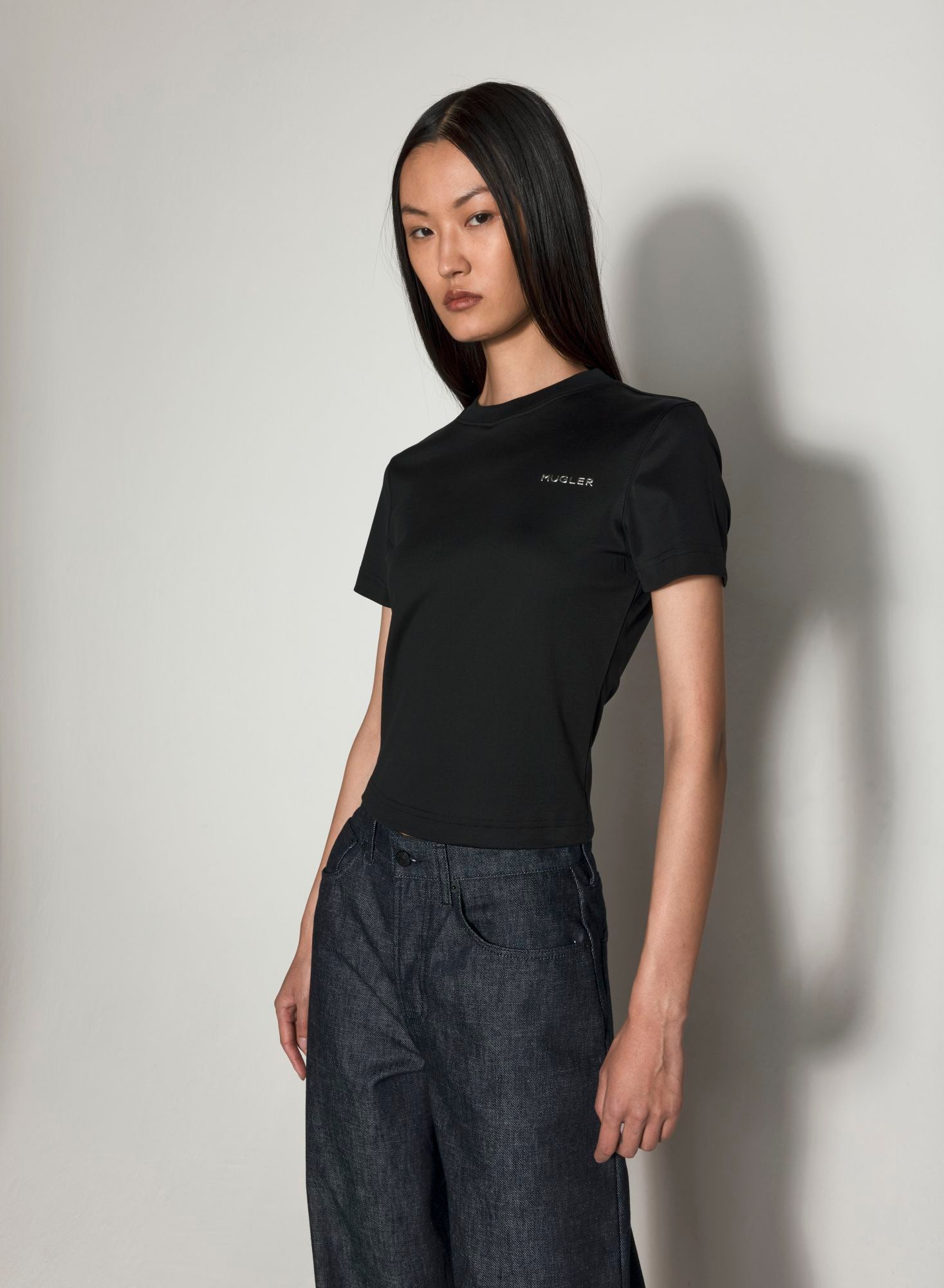 BLACK MUGLER SIGNATURE LOGO T-SHIRT