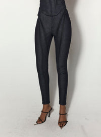 BLACK MESH RAW DENIM SKINNY JEANS