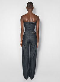 RAW BLUE LACED-UP STRAIGHT LEG JEANS