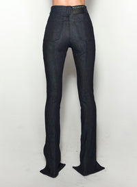 PIERCED RAW DENIM SKINNY JEANS