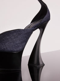 RAW DENIM PLATFORM STRAPPY FANG 95 MULES