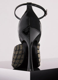 GREEN EMBROIDERED STRAPPY FANG 95 MULES