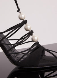 BLACK LACED FANG 95 SANDALS