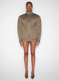 KHAKI TAILORED MINI SKIRT