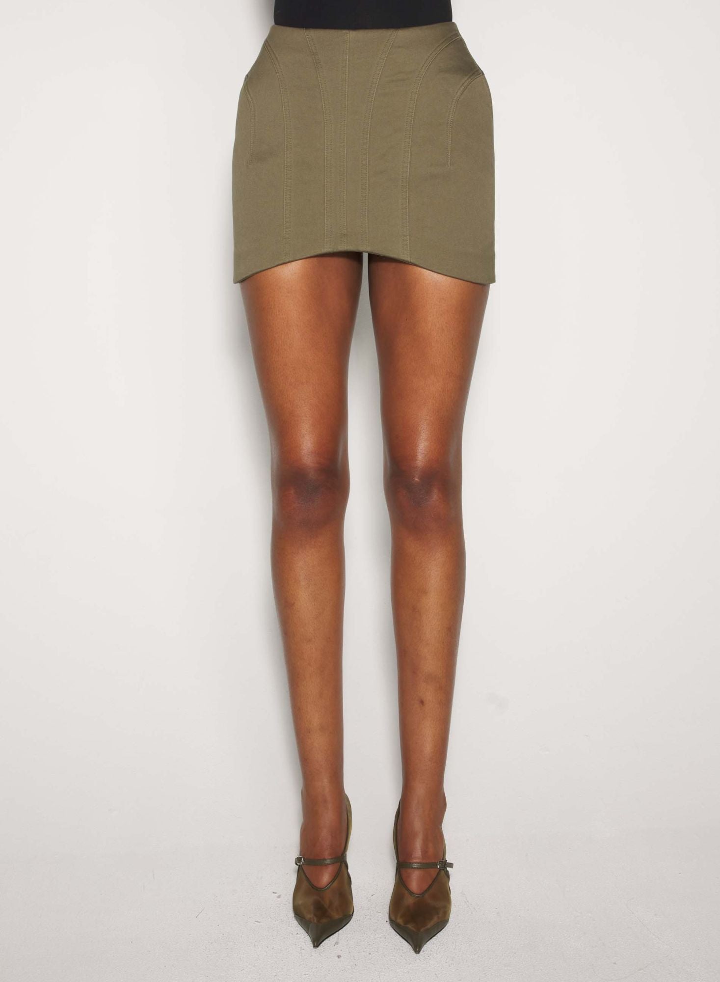 KHAKI TAILORED MINI SKIRT
