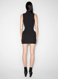 BLACK OPEN NECKLINE TAILORED DRESS