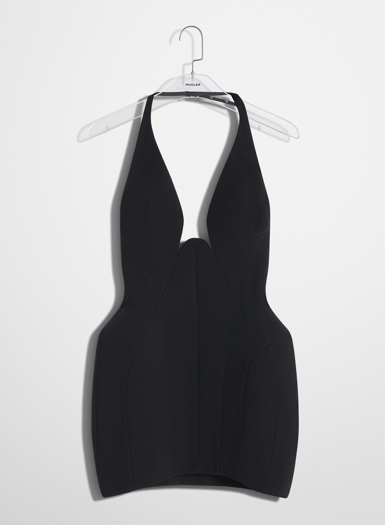 BLACK TAILORED HALTER DRESS