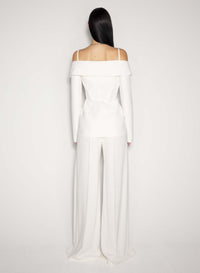 WHITE SCULPTURAL OFF-SHOULDER JACKET