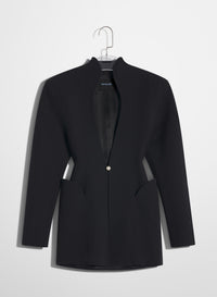 BLACK SCULPTURAL LONG  JACKET