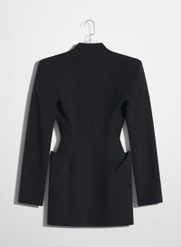 BLACK SCULPTURAL LONG  JACKET