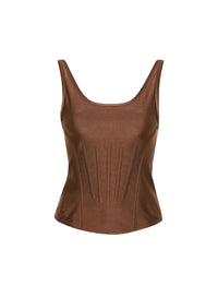 TAN CORSETED TANK TOP