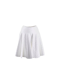 Jupe courte évasée à motif géométrique - Blanc