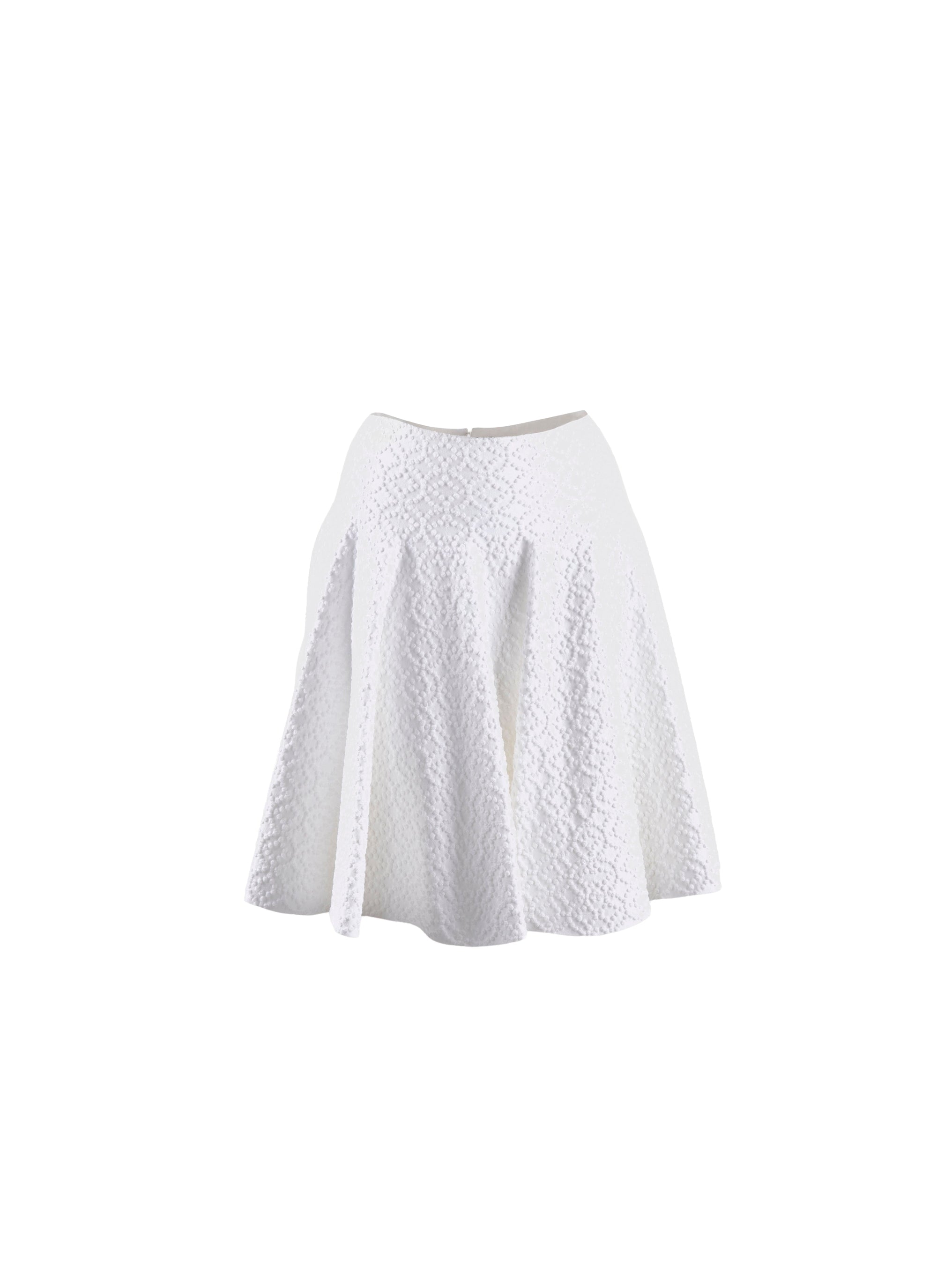 Jupe courte évasée à motif géométrique - Blanc