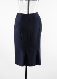 Wool pencil skirt with zip and stitching detail - Night